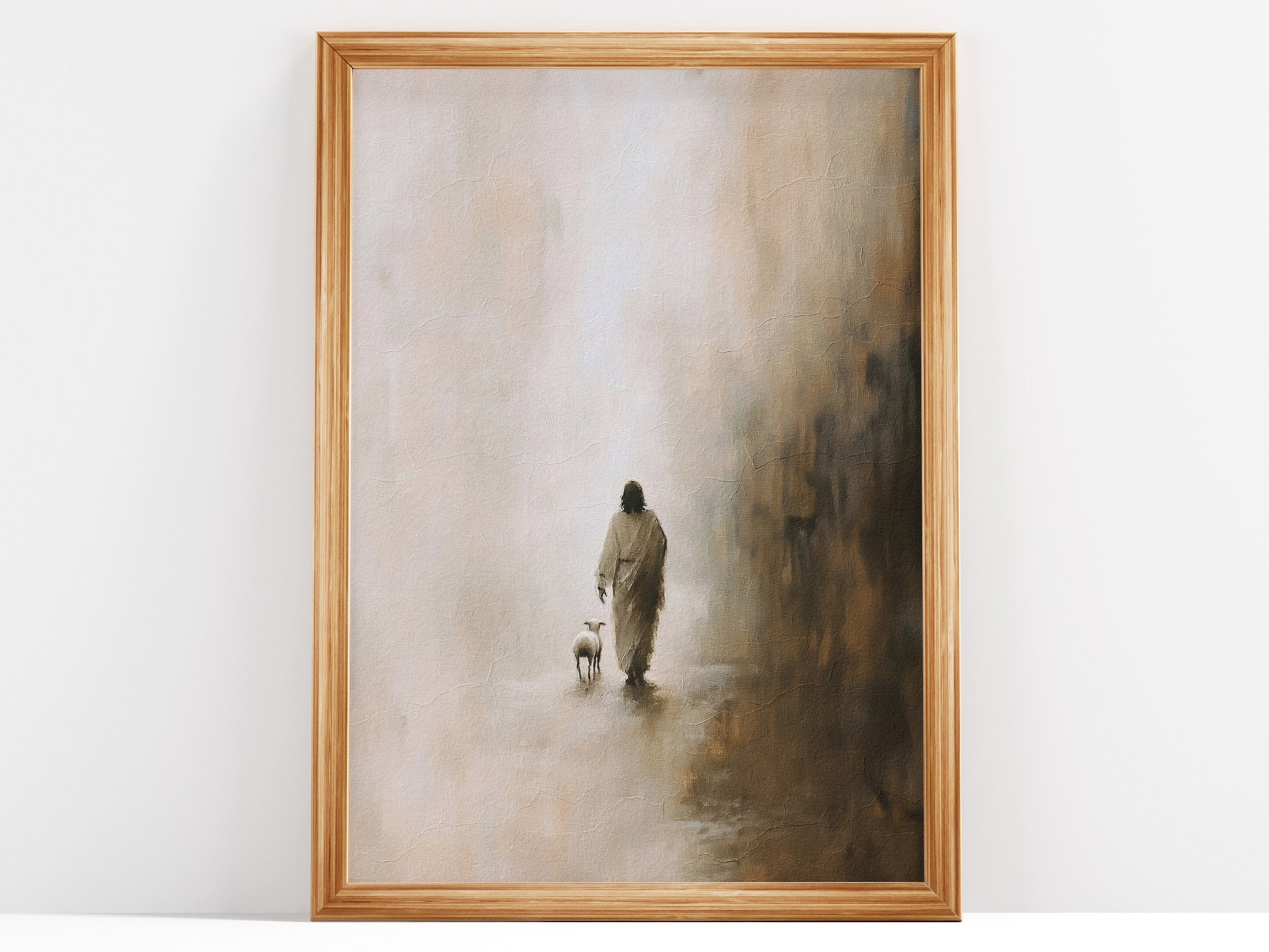 Jesus Leaves The 99 Poster, Parable of The Lost Sheep, Good Shepherd Poster, Bible Art Poster